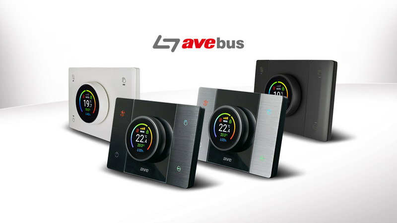 Termostato monoblocco per la domotica AVE  con display a colori