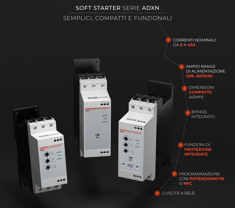 Soluzioni compatte per l’avviamento elettronico graduale dei motori: i soft starter della serie ADXN