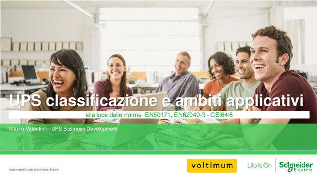 Presentazione webinar "UPS classificazione e ambiti applicativi alla luce delle norme EN50171, EN62040-3 CEI64/8"