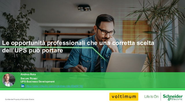 Presentazione del webinar "Le opportunità professionali che una corretta scelta dell’UPS può portare"