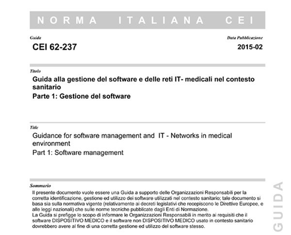 Scopri la Guida CEI 62-237: “Guida alla gestione del software e delle reti IT-medicali nel contesto sanitario. Parte 1: gestione del software”