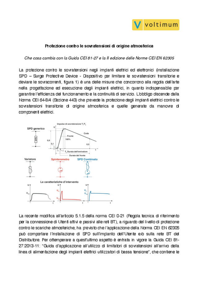 Protezione contro le sovratensioni di origine atmosferica