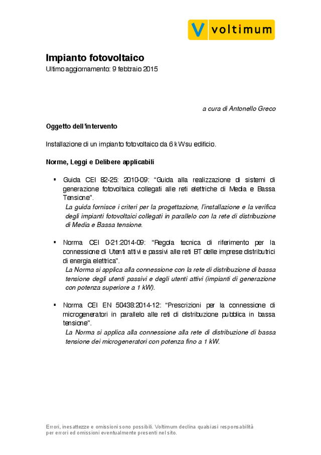 Impianto fotovoltaico