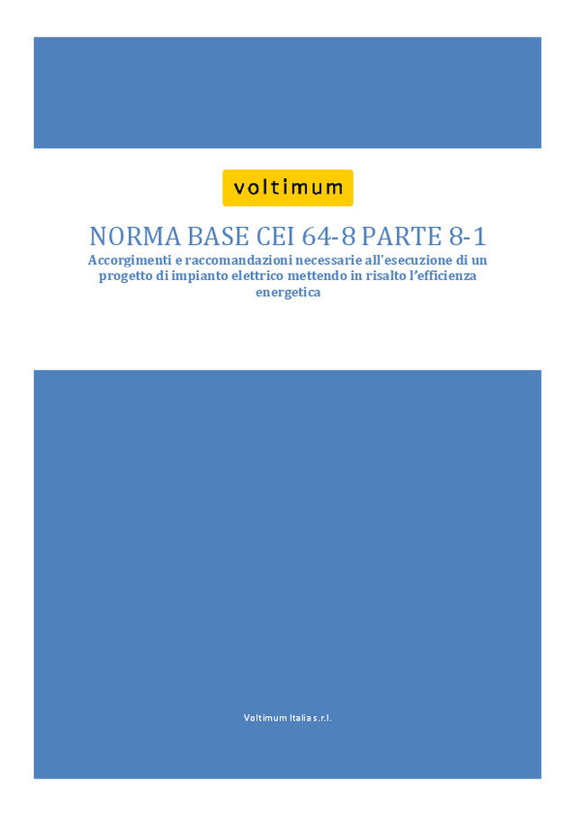 Norma base CEI 64-8 Parte 8-1