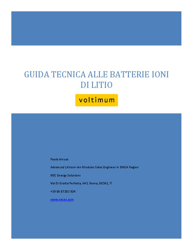 GUIDA TECNICA ALLE BATTERIE IONI DI LITIO