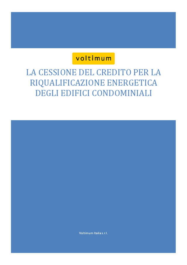 La cessione del credito per la riqualificazione energetica degli edifici condominiali