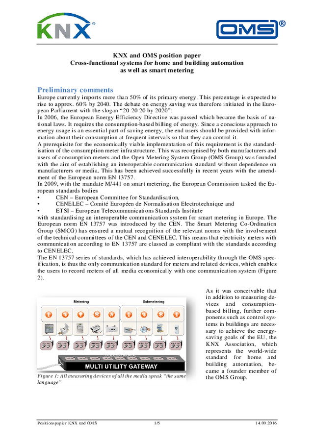 Position Paper OMS and KNX