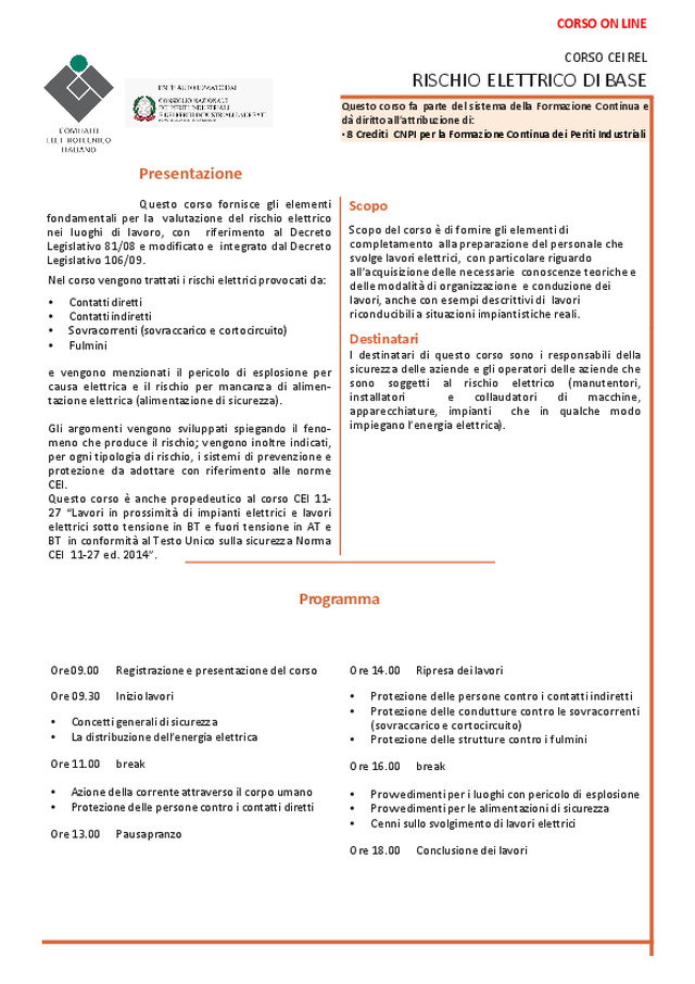 Programma CORSO CEI REL - ONLINE