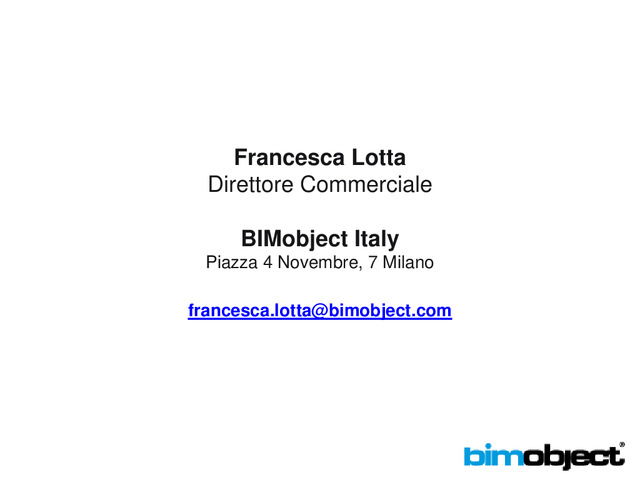 Webinar applicazioni elettriche BIM - presentazione Dr.ssa Francesca Lotta
