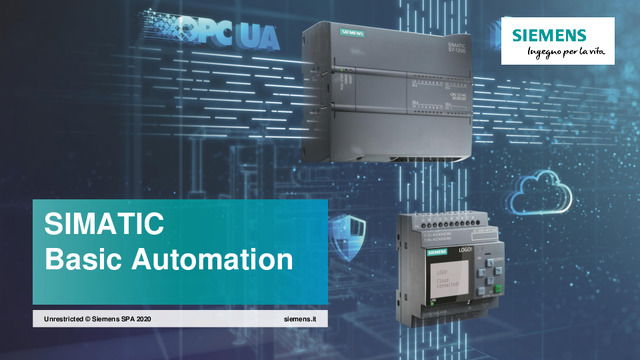 Presentazione webinar "Dall’impiantistica all’automazione: LOGO! e S7-1200, i basic controller di Siemens sempre al tuo fianco!"
