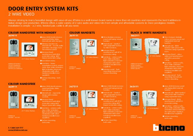 Bticino Door Entry Kits