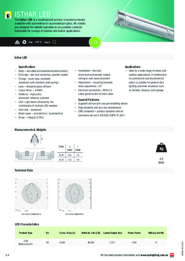 Eye Lighting - Isthar LED Weatherproof Surface Mounted Luminaire