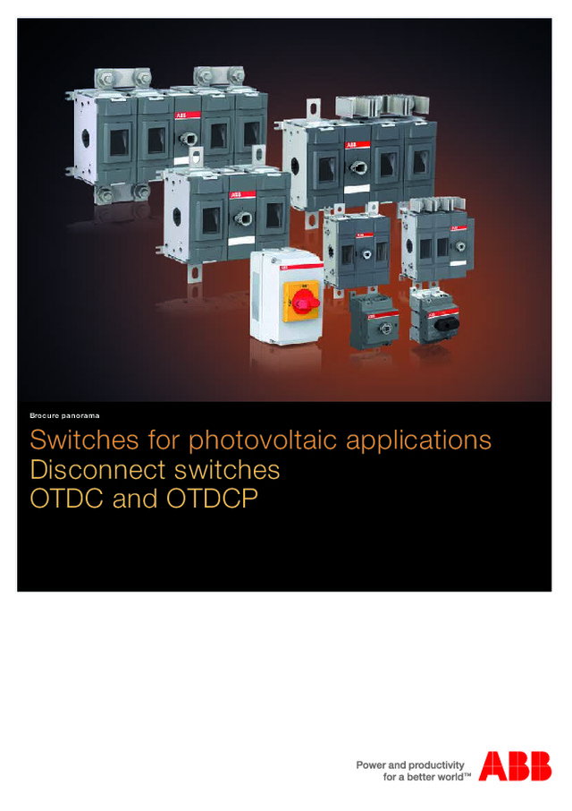 OTDC e OTDCP da ABB | Interruptores para aplicações fotovoltaicas