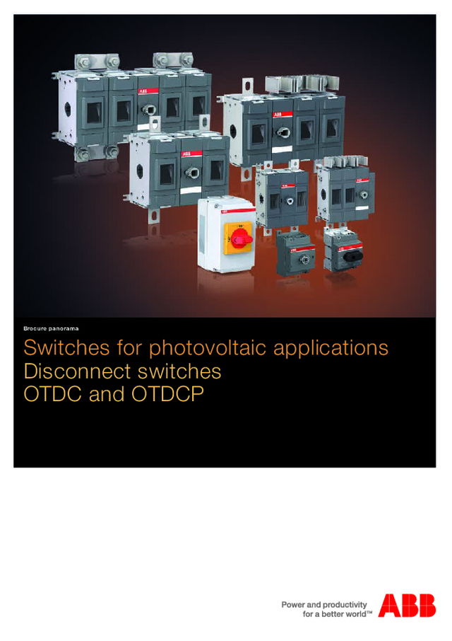 OTDC e OTDCP da ABB | Interruptores para aplicações fotovoltaicas