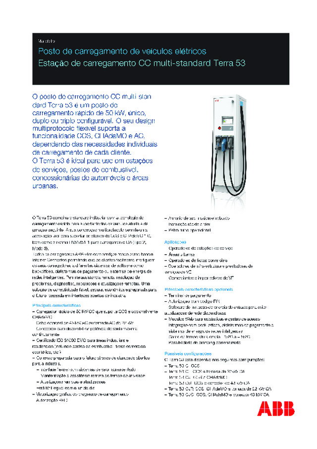 Posto de carregamento de veículos elétricos — Estação de carregamento CC multi-standard Terra 53