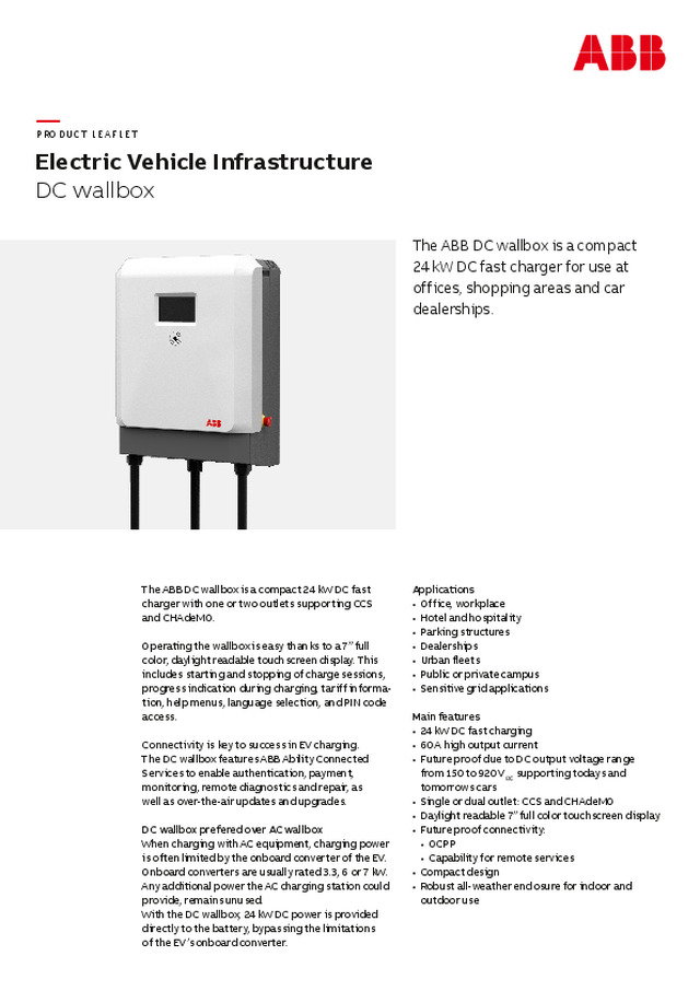 Infraestrutura de carregamento de veículos elétricos  Wallbox DC (EN)