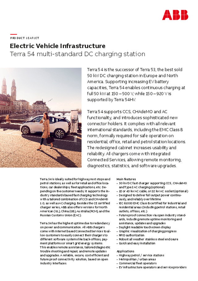 Infraestrutura de carregamento de veículos eléctricos. Terra 54 multi-standard DC