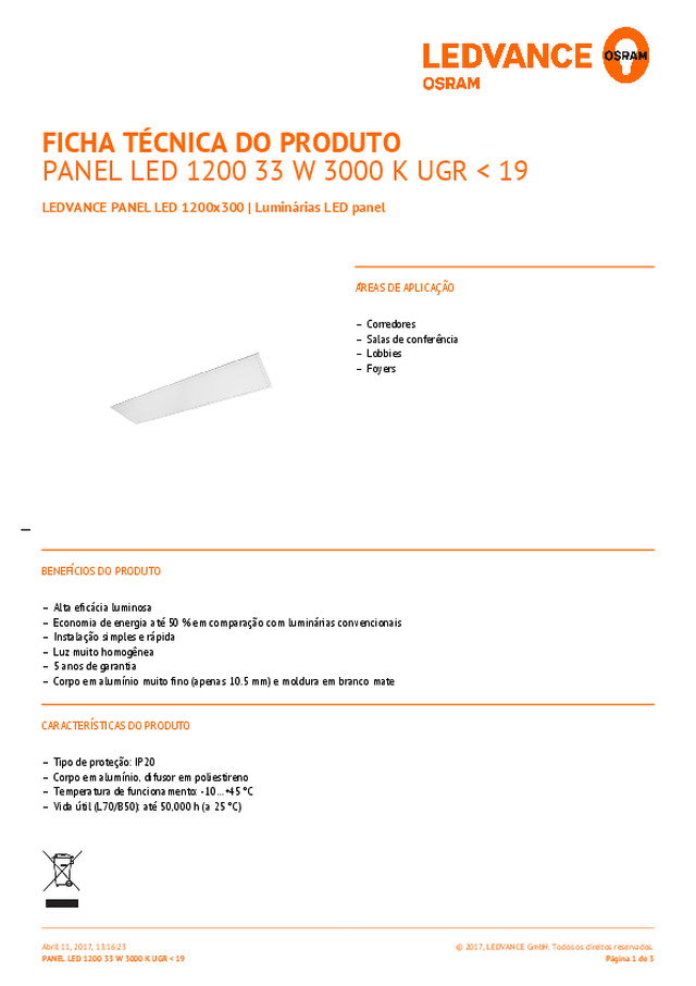 LEDVANCE PANEL LED 1200x300 | Luminárias LED panel