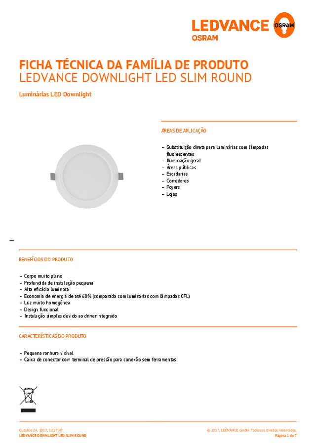 LEDVANCE DOWNLIGHT LED SLIM ROUND
