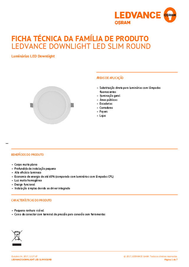 LEDVANCE DOWNLIGHT LED SLIM ROUND