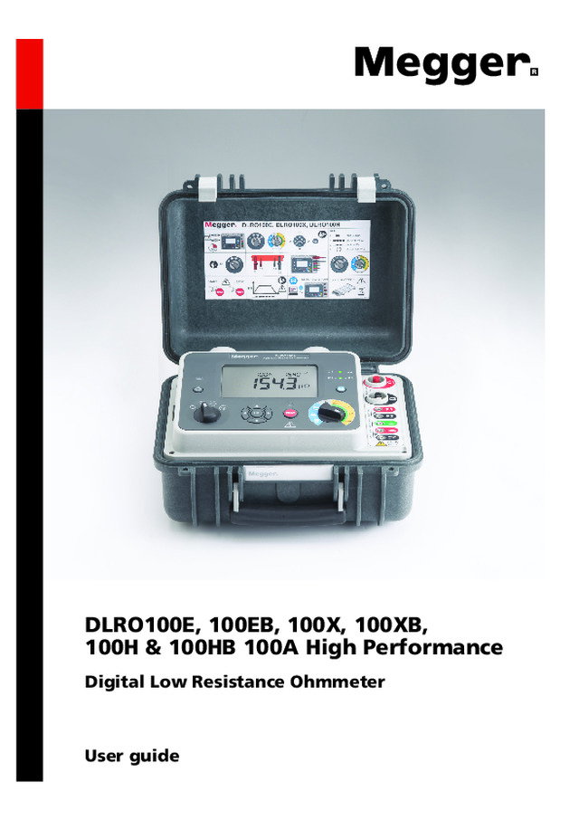 Ohmímetro de baixa resistência de alta performance DLRO100E, 100EB, 100X, 100XB, 100H & 100HB 100A (EN)