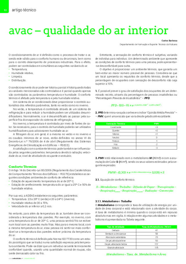 AVAC - Qualidade interior do ar