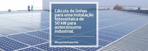 Cálculo de linhas para uma instalação fotovoltaica de 50 kW para autoconsumo industrial
