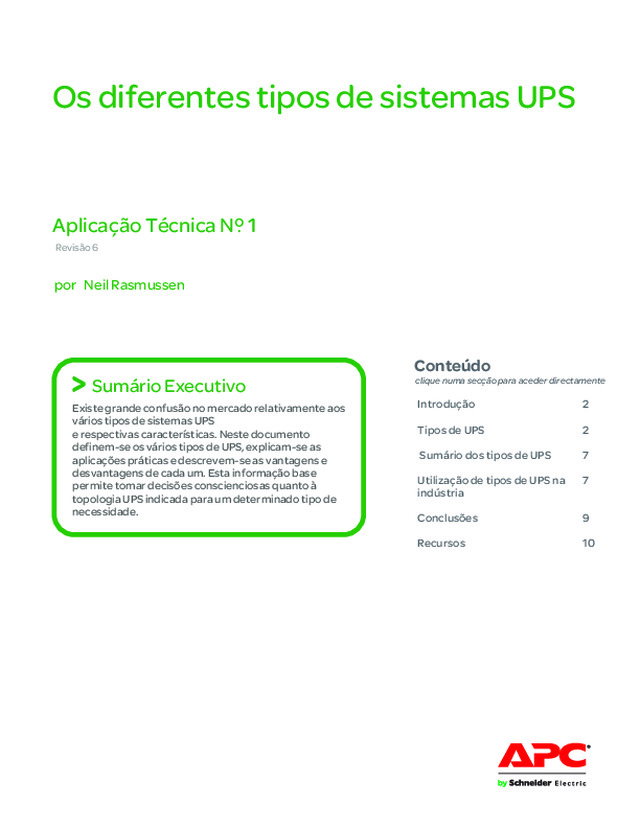Os diferentes tipos de sistemas UPS