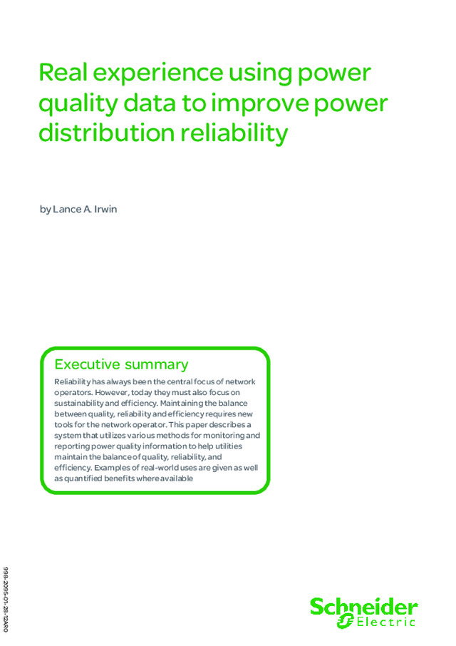 Experiência real usando dados de qualidade de energia para melhorar a fiabilidade da distribuição de energia