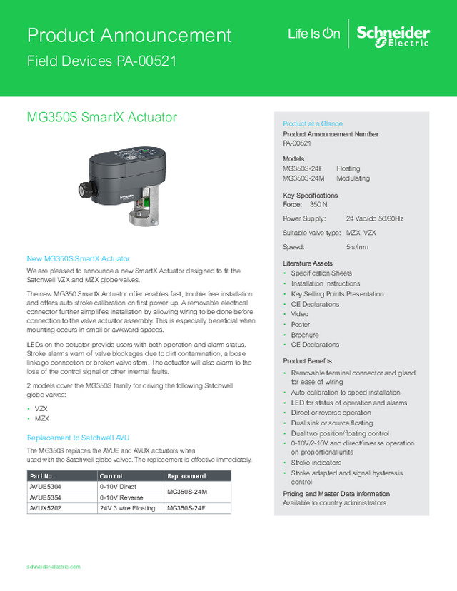 MG350S SmartX Actuator (Ficha de produto)