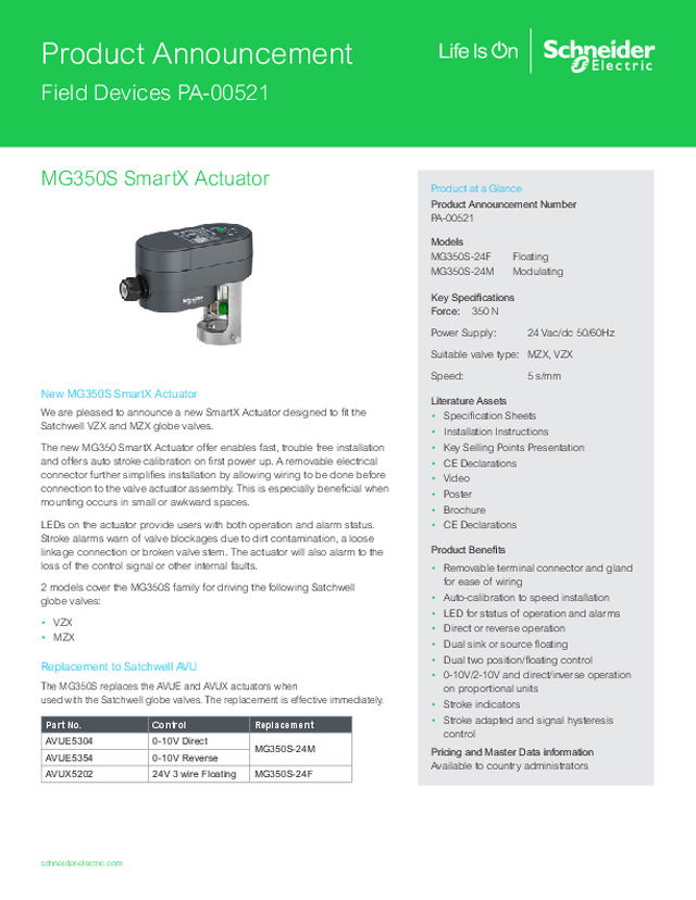 MG350S SmartX Actuator (Ficha de produto)