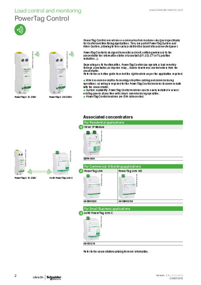 PowerTag Control - Ficha técnica