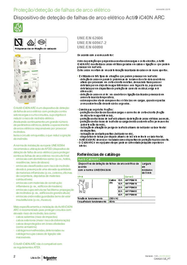 Catálogo técnico Acti9 iC40N ARC