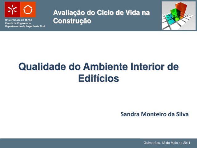 Qualidade do Ambiente Interior de Edifícios | Apresentação de Sandra Monteiro da Silva