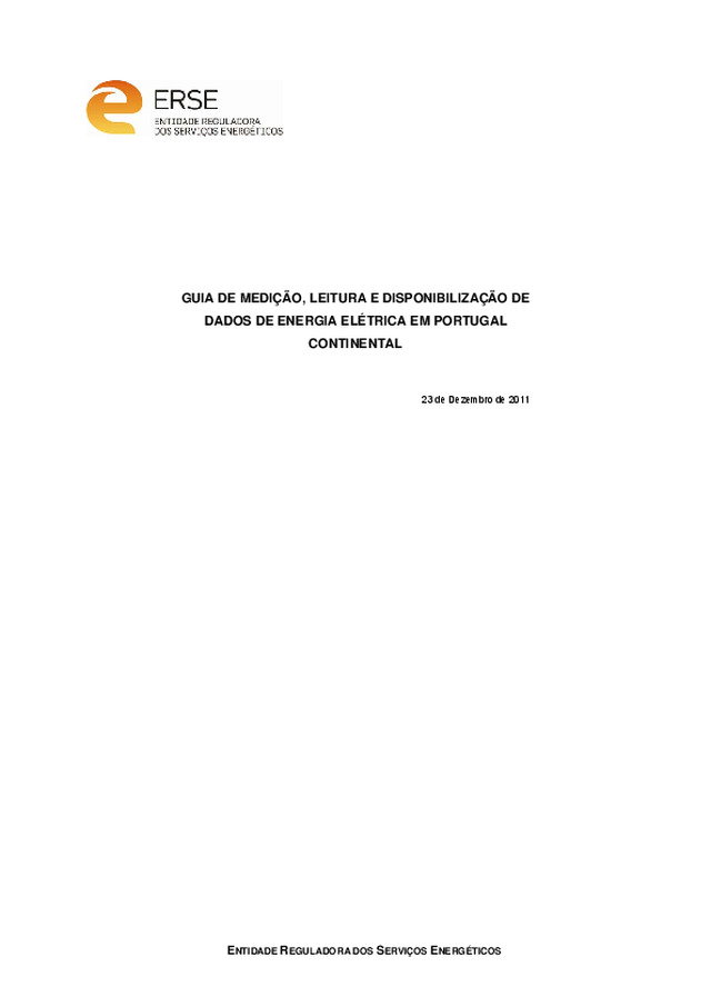 Guia de medição, leitura e disponibilização de dados de energia elétrica em Portugal Continental