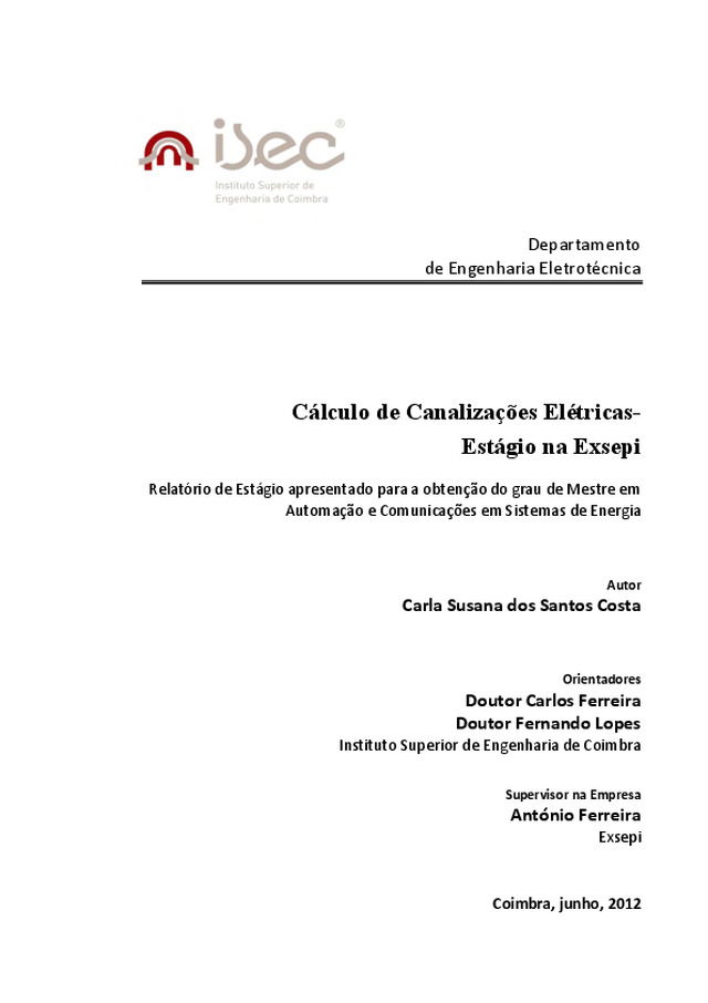 Cálculo de Canalizações Eléctricas