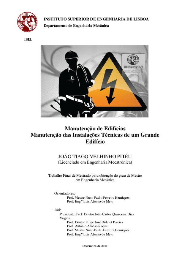 Manutenção de edifícios - Manutenção das instalações técnicas de um grande edifício