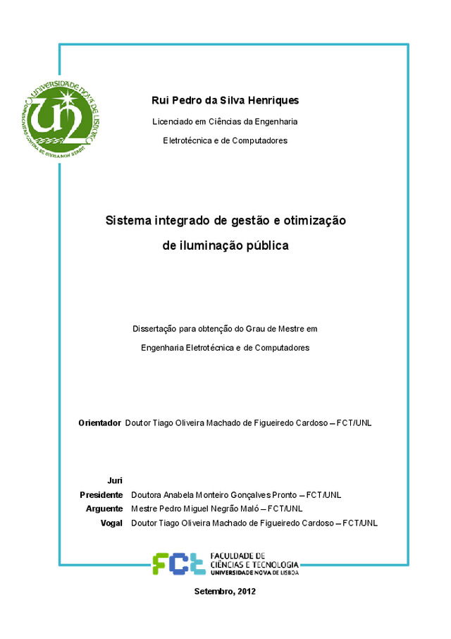 Sistema integrado de gestão e optimização de iluminação pública