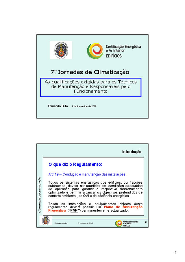 Qualificações Exigidas para Técnicos de Manutenção e Responsáveis pelo Funcionamento
