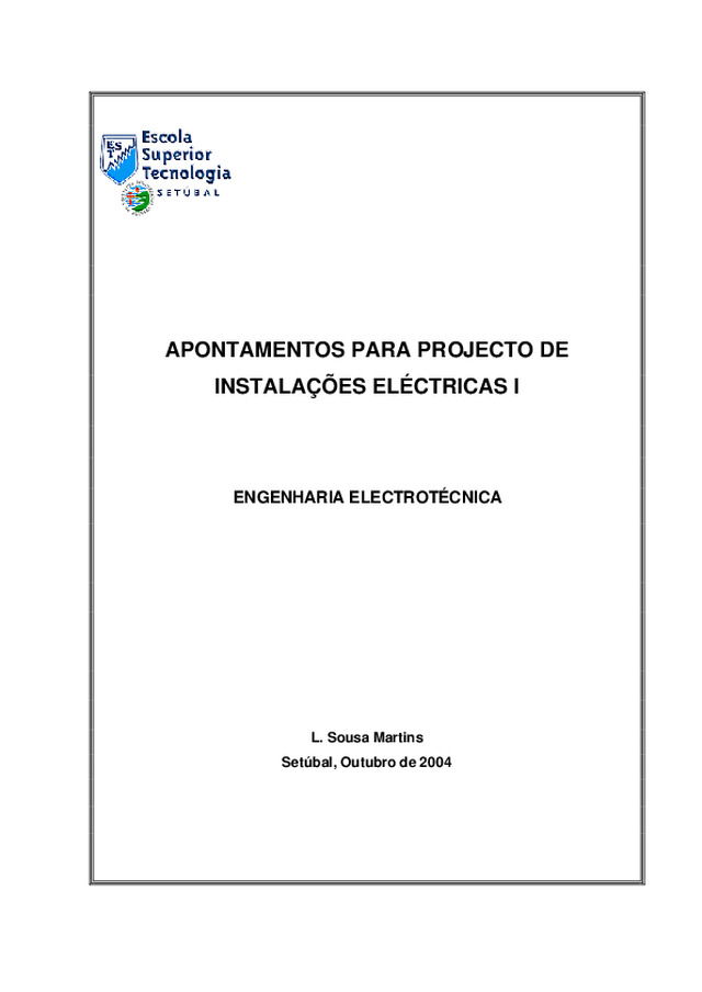Apontamentos para projecto de instalações eléctricas (Parte 1)