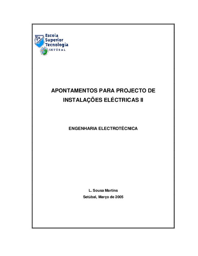 Apontamentos para projecto de instalações eléctricas (Parte 2)