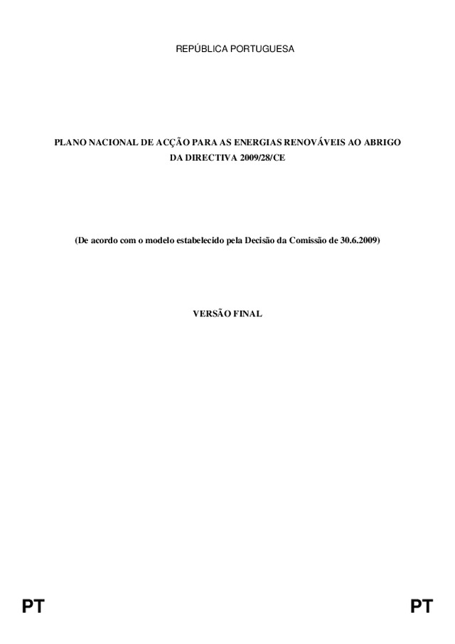 Plano Nacional de Acção para as Energias Renováveis