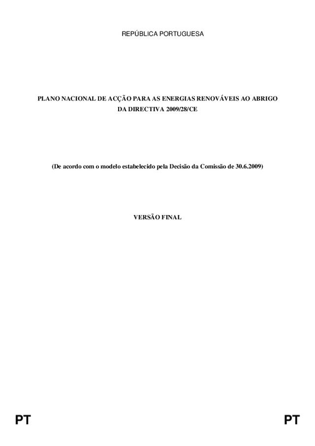 Plano Nacional de Acção para as Energias Renováveis
