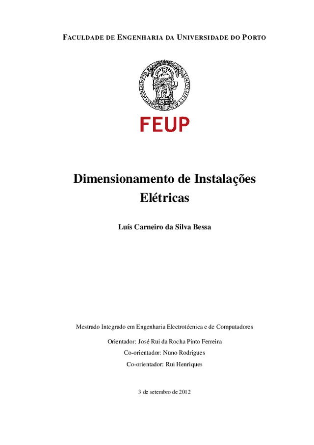 Dimensionamento de instalações eléctricas