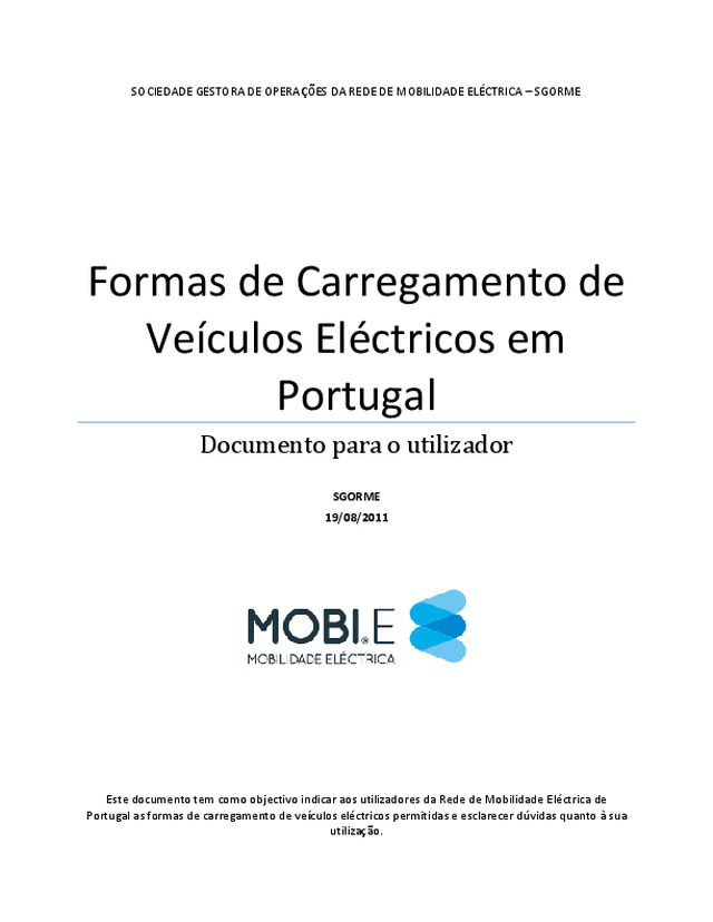 Formas de carregamento de veículos eléctricos em Portugal
