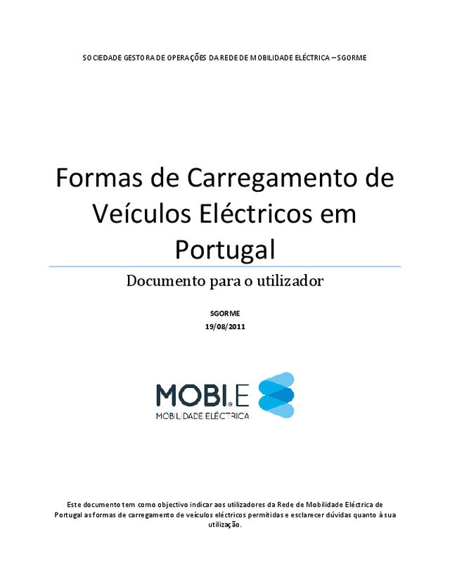 Formas de carregamento de veículos eléctricos em Portugal