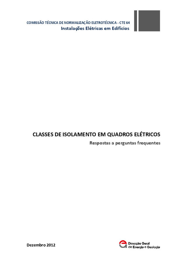 Classes de isolamento dos quadros eléctricos