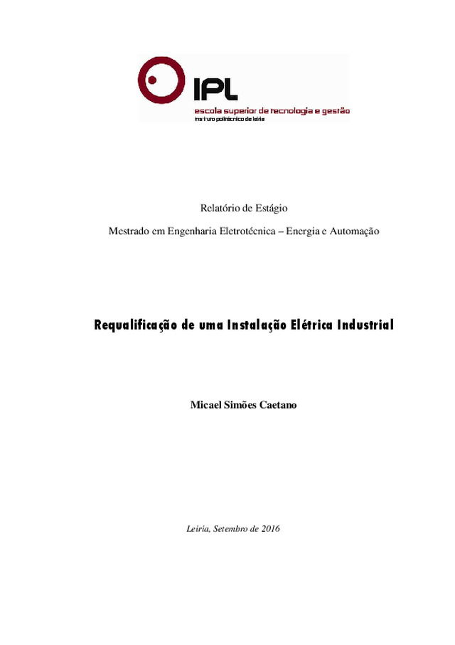 Requalificação de uma instalação eléctrica industrial