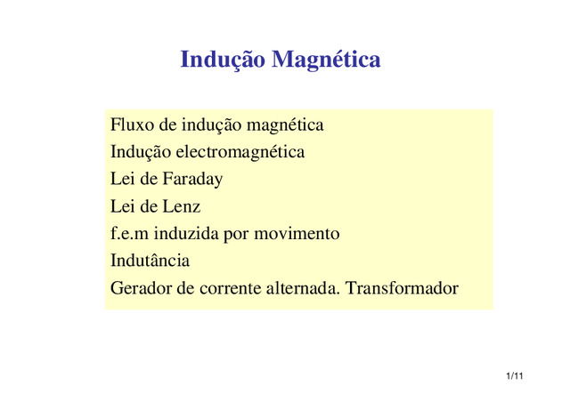 Apontamentos de Indução Magnética