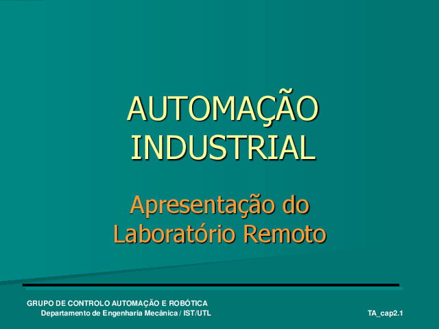 Automação Industrial — Apresentação do Laboratório Remoto
